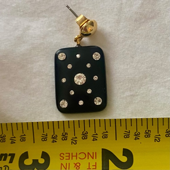 J Crew Earrings - Diamond Studded Dominoes on Black Resin Backing - Picture 6 of 6